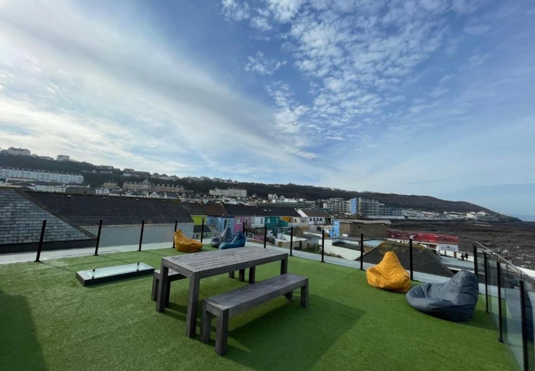 Sea view from the terrace at Surfside in Westward Ho!