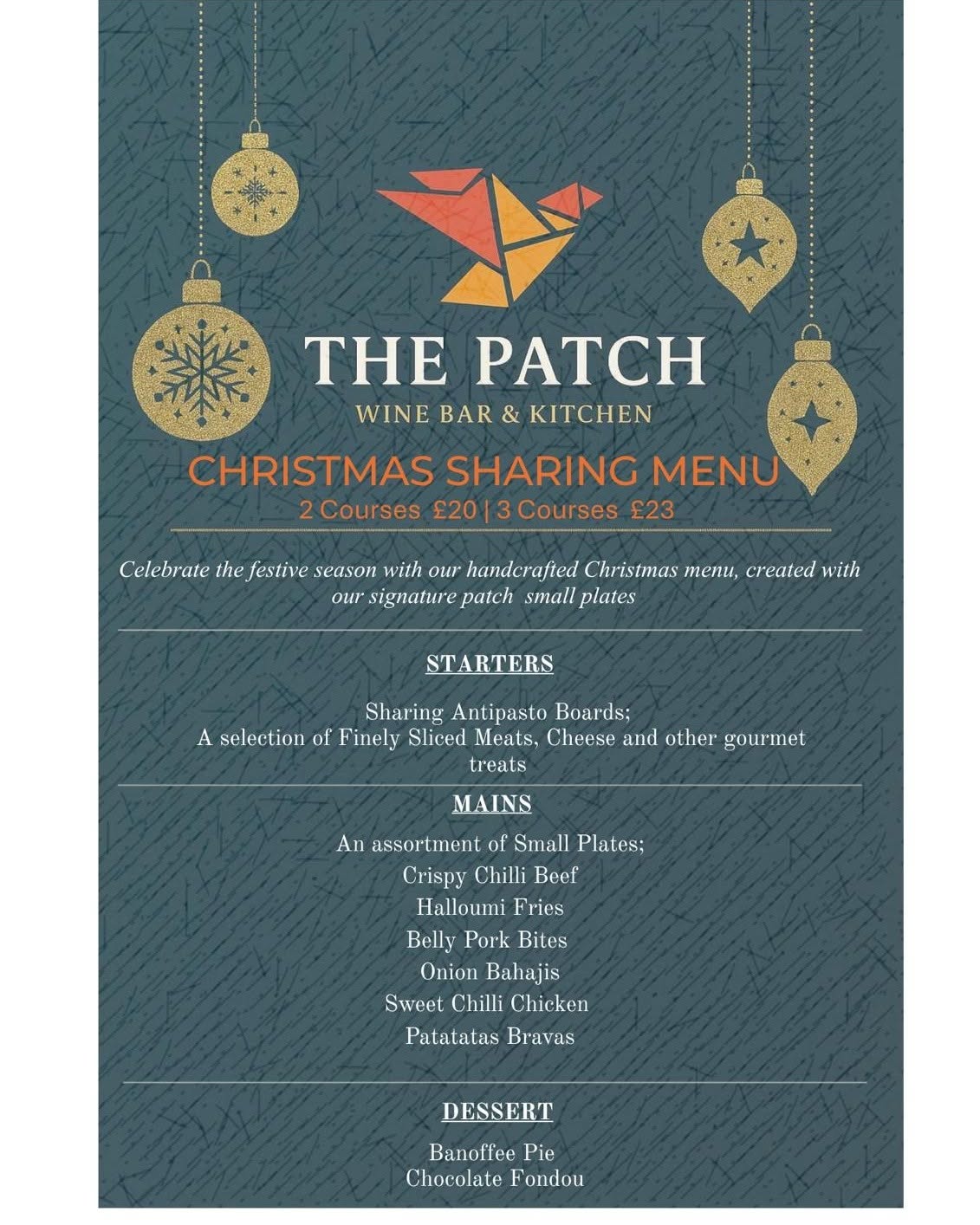The Patch Christmas Sharing Menu